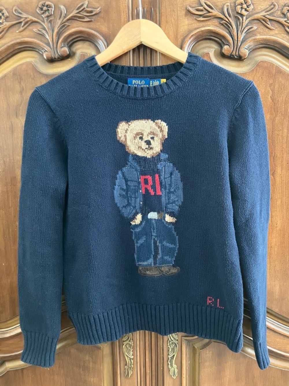 Ralph Lauren Polo Bear Sweater Women's XS • 100% Cotton • Preppy Heritage Knit